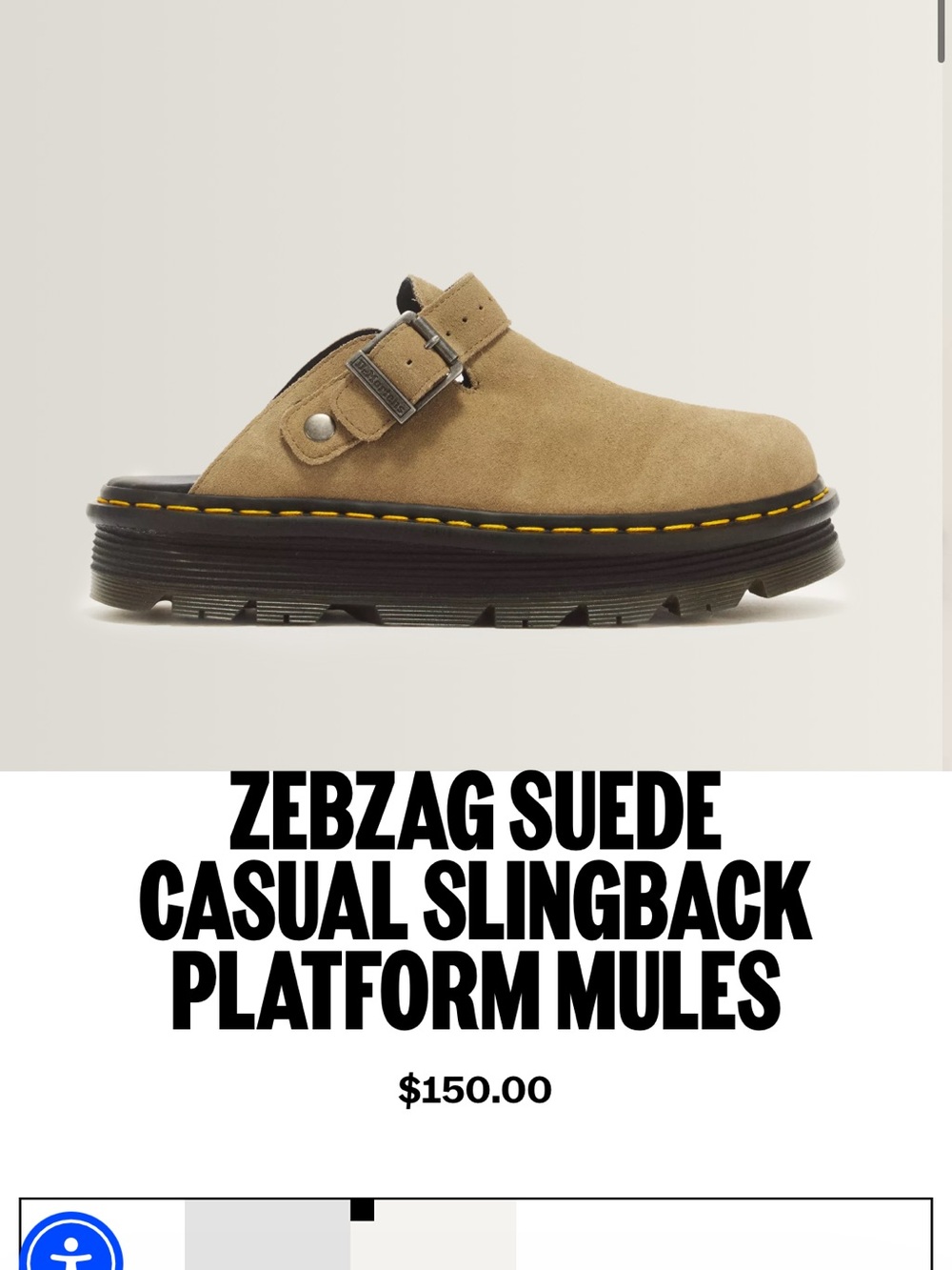 De. Martens Suede Casual Slingback Platform Mules - Tan